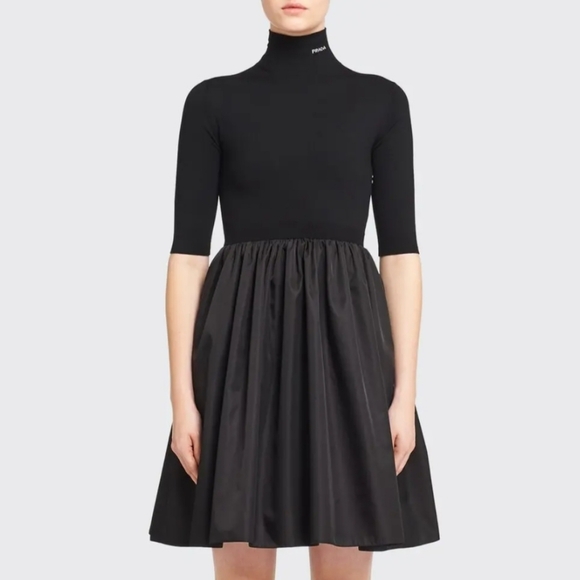 Prada Dresses & Skirts - PRADA WOOL RE-NYLON BLACK FIT AND FLARE, MINI DRESS, SIZE ITALY 40